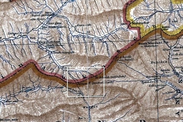 Фрагмент карты 1912 г. с перевалом Ионова.
