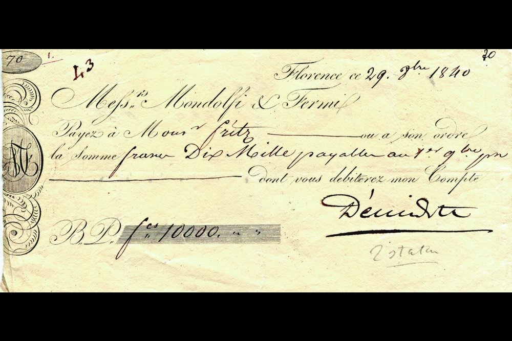 Счет Ж. Бонапарта на 10000 франков, оплаченный Анатолием Демидовым.