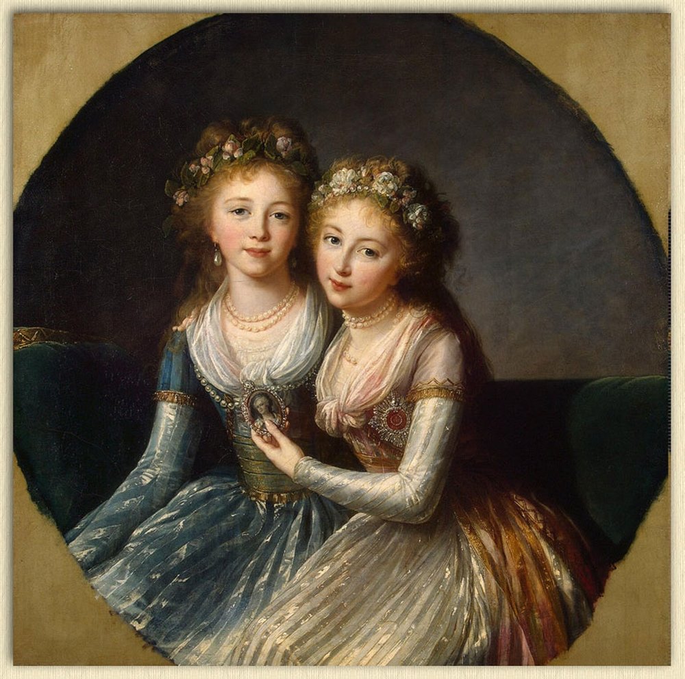 Мари Элизабет-Луиза Виже-Лебрен. Портрет дочерей императора Павла I. 1796 г. Слева - Александра, справа - Елена.