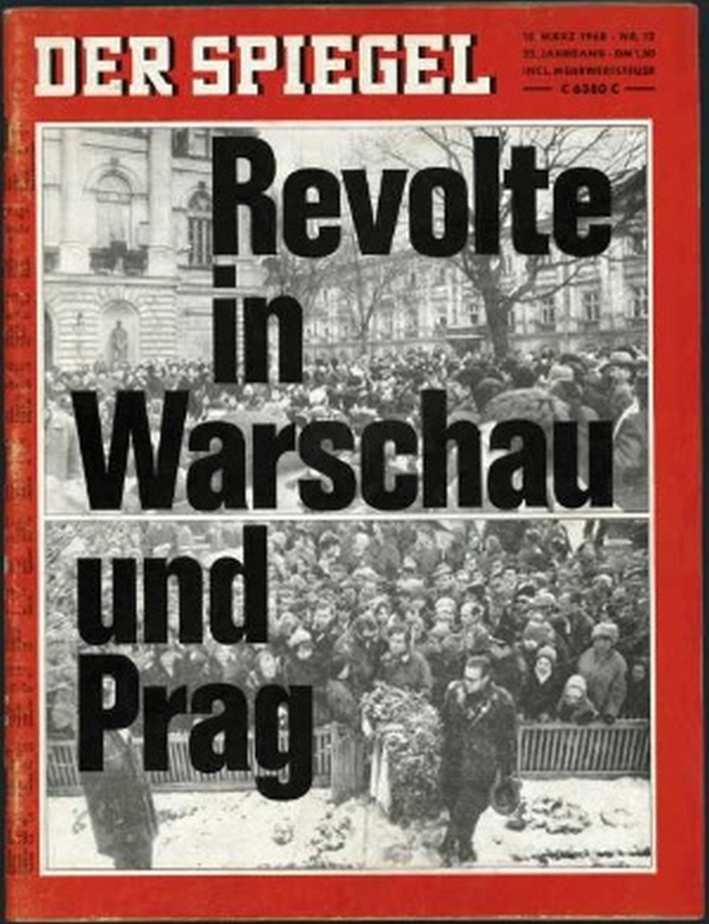 Обложка журнала "Шпигель" "Восстание в Варшаве и Праге". 1968 г.
