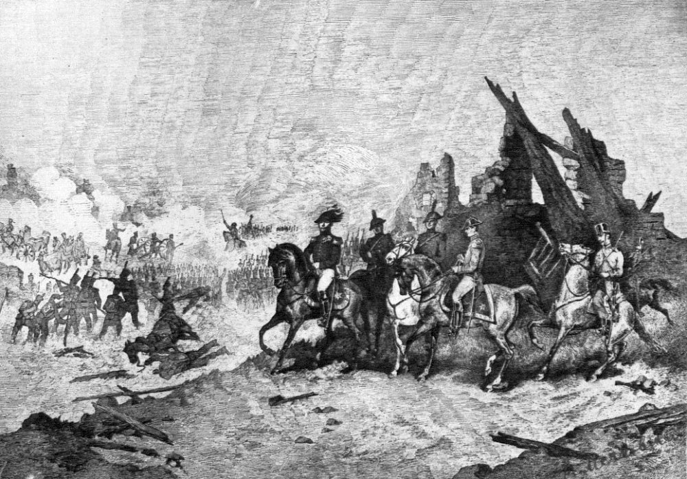 Сражение при Арси-сюр-Об 8-9 марта 1814 года, за которое Кексгольмский гренадерский полк получил знаки "За отличие".