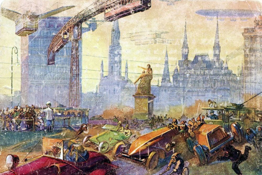 Такой Красную площадь XXII века видели художники в 1914-м.