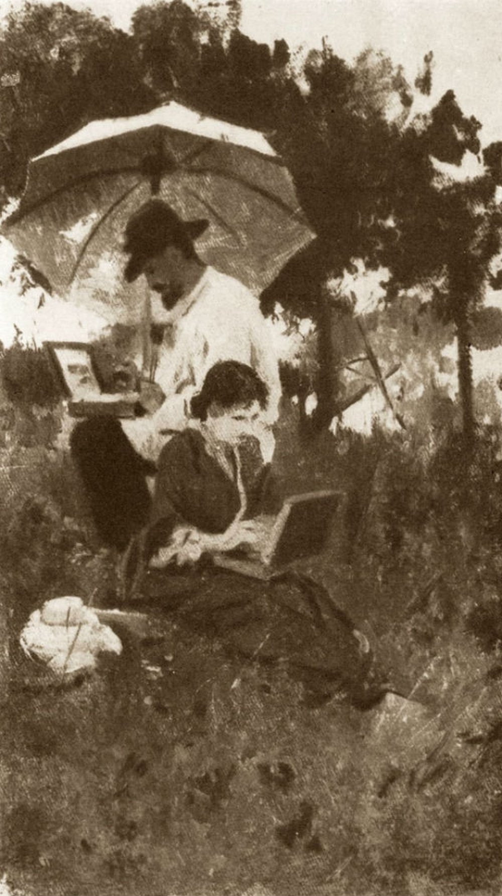А. Степанов. И. Левитан и С. Кувшинникова на этюдах. 1887 год.