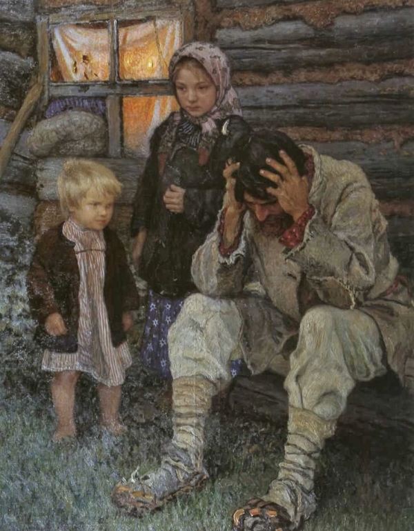 Н. Богданов-Бельский. Горе. Вдовец. 1919 г.